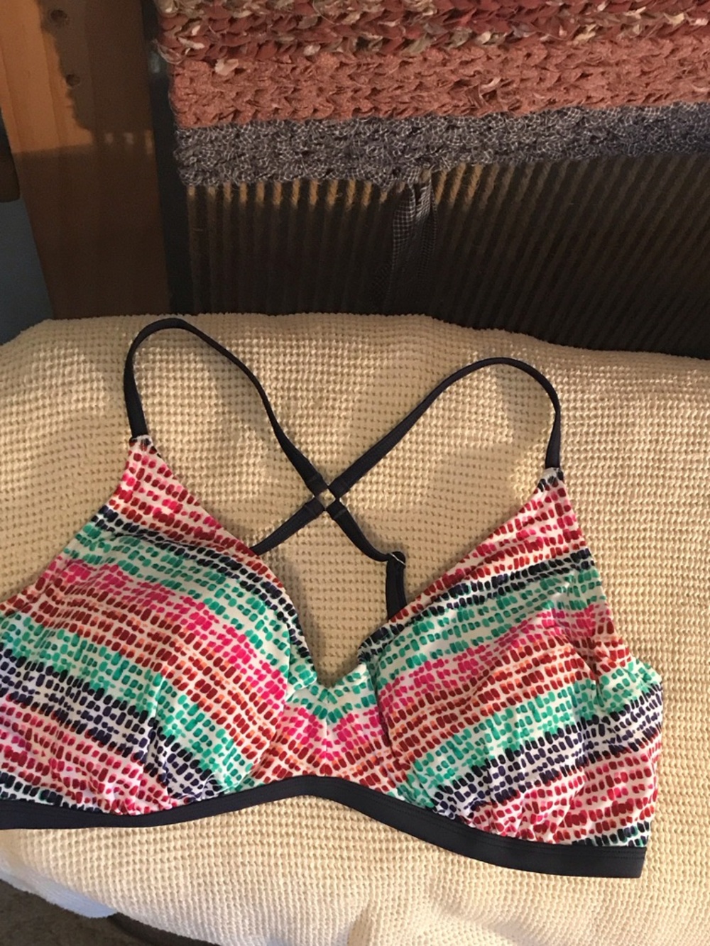 Athleta Multicolor Striped Wireless Bikini Top
